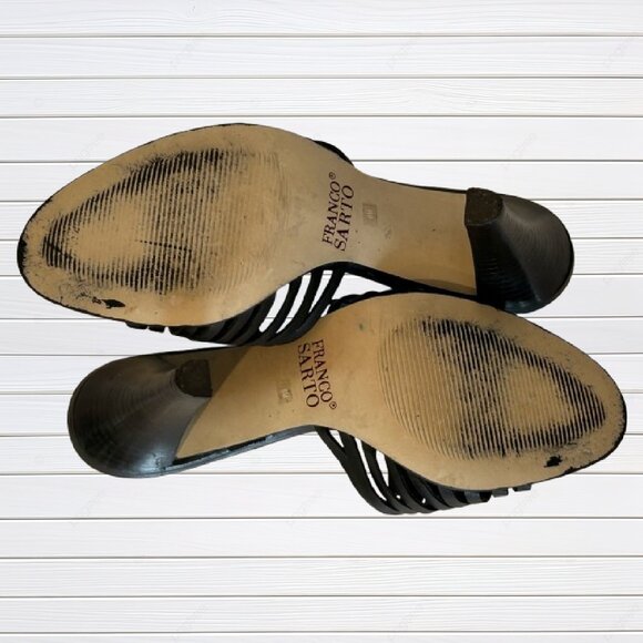 FRANCO SARTO Black Leather Mules / Slide Sandals - Picture 6 of 6